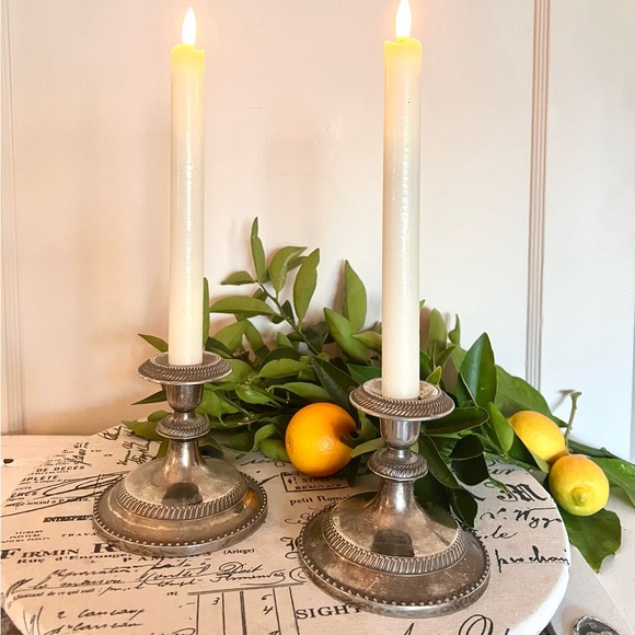Vintage Elegant Silver-Plated Taper Candle Holders Set/2 - Picture 3 of 6